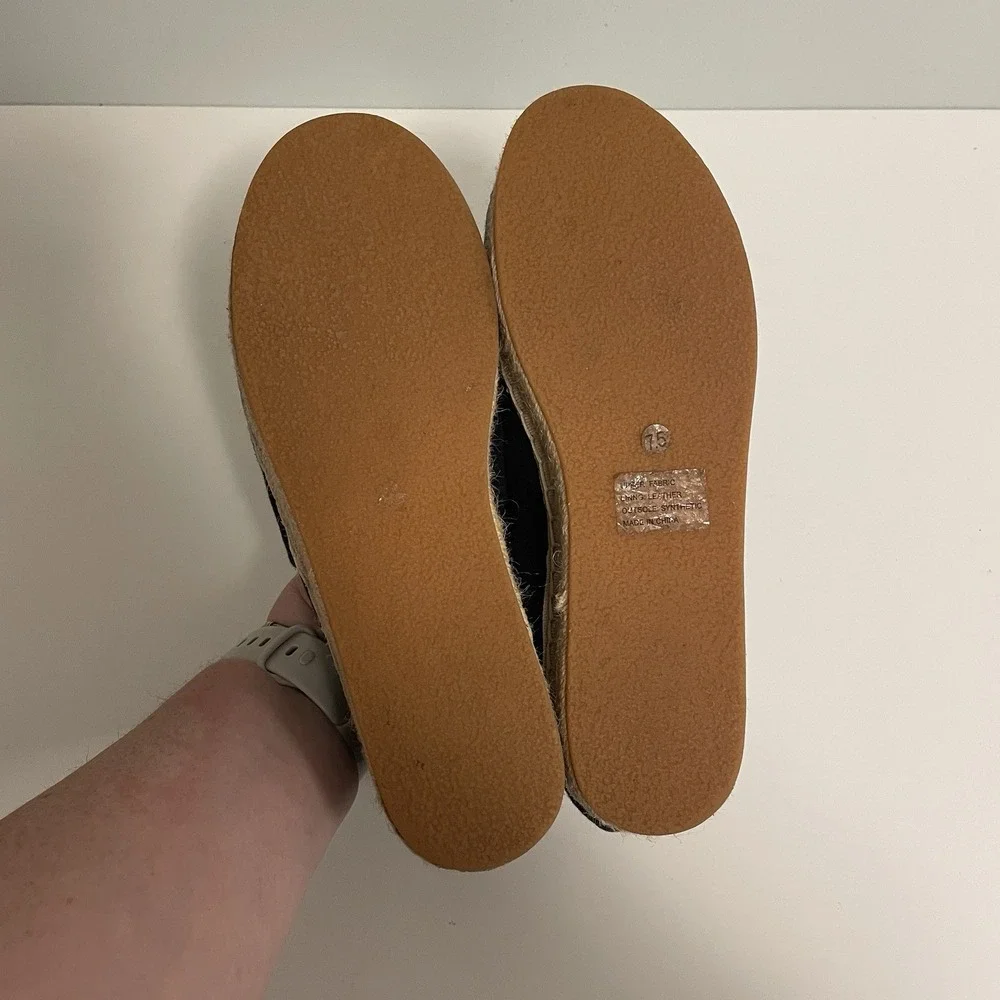 J Jill Espadrilles Size 7.5 Navy‎ Canvas Leather Lined Slip On